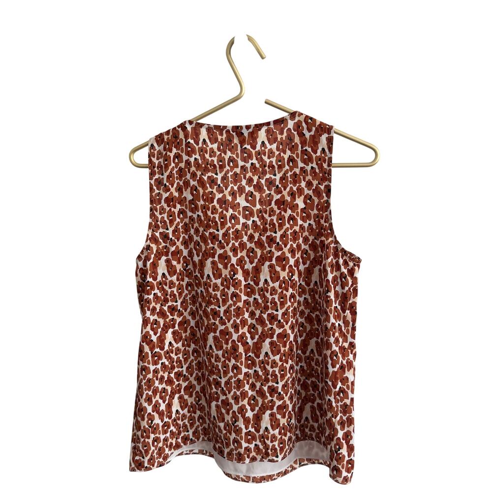 NINE WEST Brown Abstract Animal Print V-Neck Tank Top M Lined Shell 204849 EUC - Picture 4 of 8